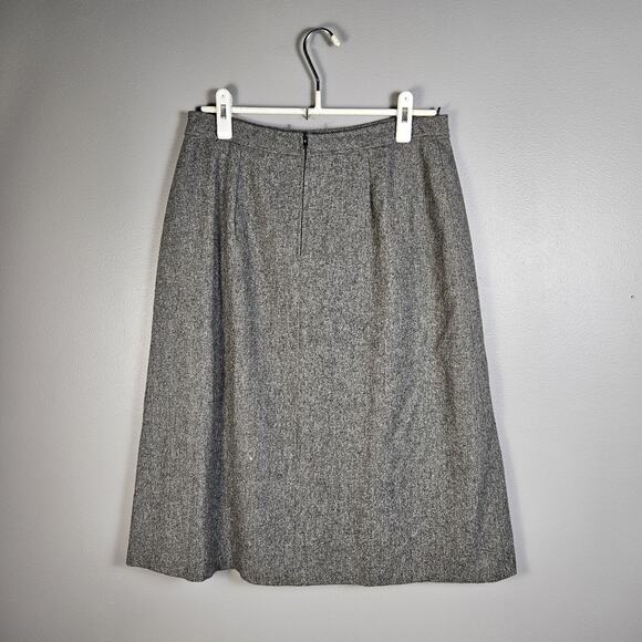 Larry Levine Wool A-Line Skirt Center Pleat Size 13 Vintage Heather Gray - Picture 2 of 5